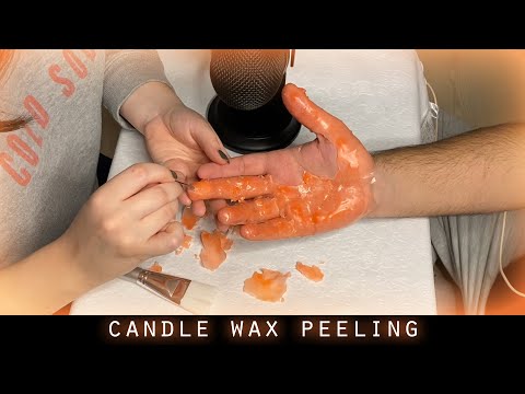 ASMR | Candle Wax Peeling ~ Hand Care ~ Tapping ~ Brushing ~ Tingle (No Talking) 😴