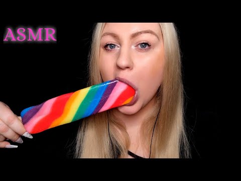 ASMR HUGE 🍭FLAT RAINBOW LOLLIPOP  MOUTH SOUNDS (WHISPERING)