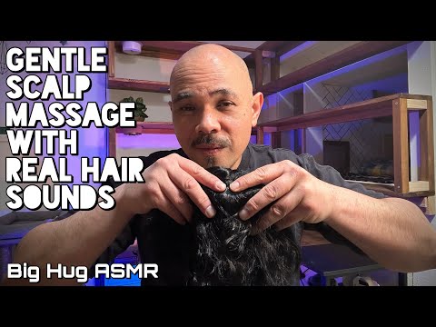 [ASMR] Ultra relaxing scalp massage with a tiny wig on the mic + gentle breathy whispers for sleep😴