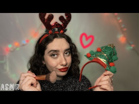 🌙ASMR FRANÇAIS : RP, JE TE MAQUILLE POUR LE RÉVEILLON DE NOËL💄🎄(fond musical, attention personnelle)