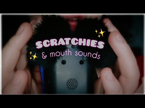 ASMR Fluffy Mic Scratching with Mouth Sounds & Hand movements 👄👐