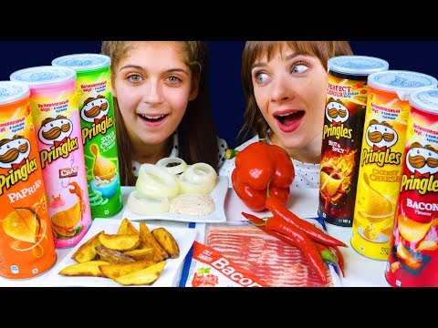 ASMR CHIPS VS REAL FOOD (Crab, Sour Cream & Onion, Paprika, Hot & Spicy, Bacon)