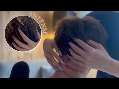 ASMR- INTENSE Scalp Therapy - Head, Scalp & Neck Massage - with long Nails 💆‍♂️