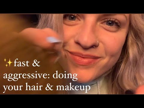 💄ASMR Fast & Aggressive Doing Your Hair & Makeup Custom for Christina: Hand Movements, Mouth Sounds