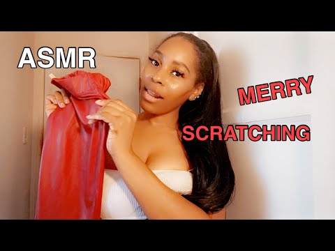 ASMR | Red Leather Skirt Scratching W/Rubbing,Pulling & Slapping Sounds ❤️