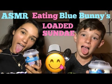 ASMR Eating Blue Bunny’s Loaded Sundae ( Mouth Sounds) !!
