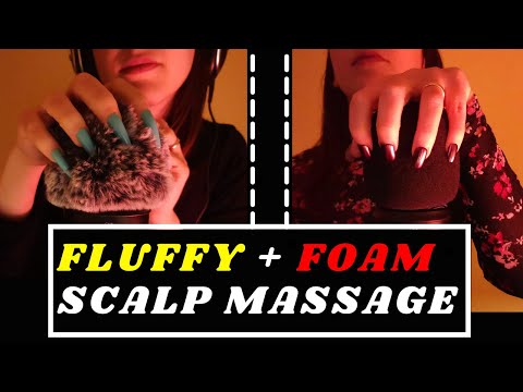 ASMR - FAST AND AGGRESSIVE SCALP SCRATCHING MASSAGE | fluffy and foam cover in sync 🤤