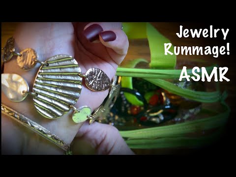 ASMR Jewelry Rummage! (Whispered) Semi-fast rummage in heavy plastic bag. Costume jewelry.