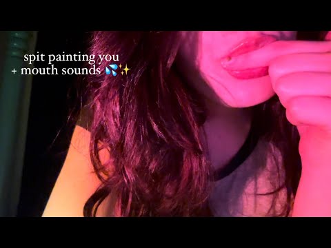ASMR ✨ upclose spit painting + mouth sounds 💦👄