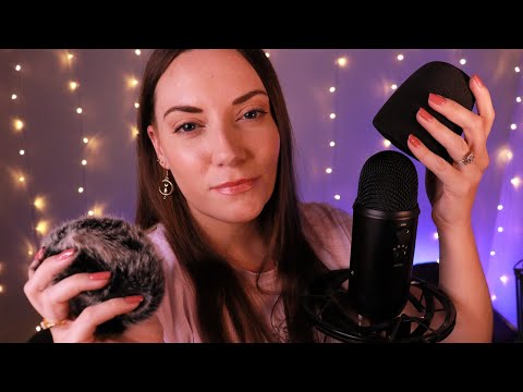 [ASMR] Mic Brushing 🎙️ (fluffy cover, foam cover & no cover with soft whispering for sleep)