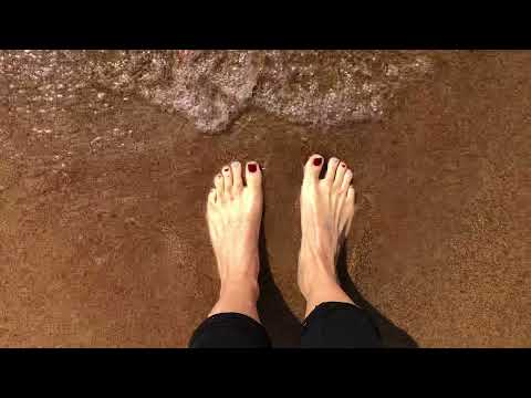 Waves water rushing on FEET sand very relaxing sounds