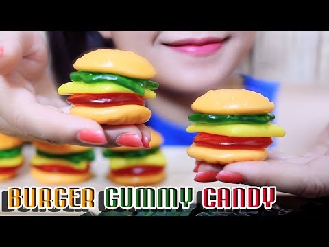 ASMR BURGER GUMMY CANDY (CHEWY EATING SOUNDS) No Talking | LINH-ASMR