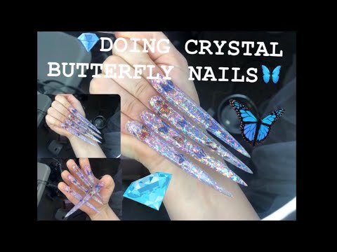 DOING CRYSTAL BUTTERFLY NAILS💎🦋