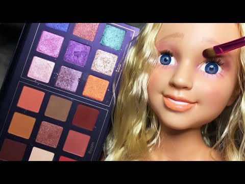 ASMR Applying Kids Makeup on Doll Head #3 (Whispered) 