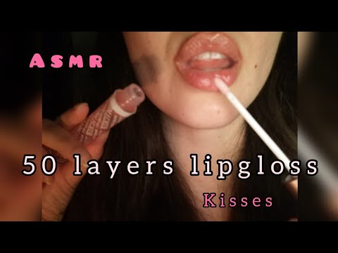 💋 ASMR 50 capas de brillo labial y besitos para que te relajes / 50 layers of lipgloss, kisses