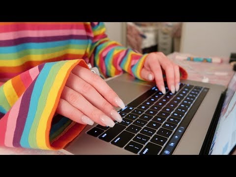 ASMR Typing Up Notes On Keyboard With Acrylic Nails | Minimal Whispering And Page Turning ASMR