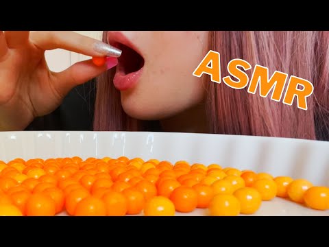 GUM CHEWING ASMR (NO TALKING) | Orange gum balls 🍊
