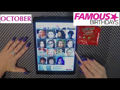 ASMR Gum Chewing Famous Birthdays on Ipad | October | Tingly Whisper