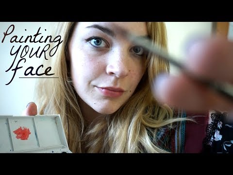 ASMR Painting On Your Face! Lens brushing, Ear Attention, Watercolours [Binaural Soft Spoken]