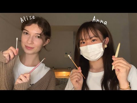 ASMR with my friend from Japan (in English) mic triggers, tapping, whispers