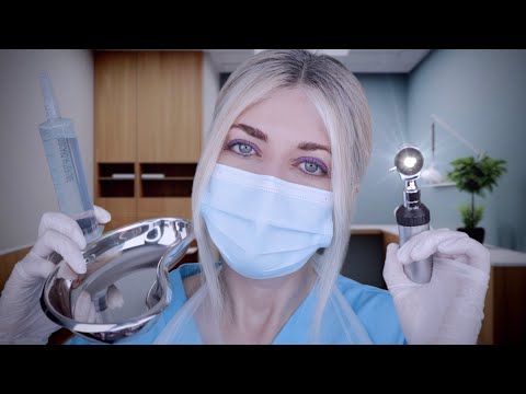 ASMR Ear Exam & Ear Cleaning - Otoscope, Fizzy Drops, Irrigation, Picking, Gloves, Hearing Test