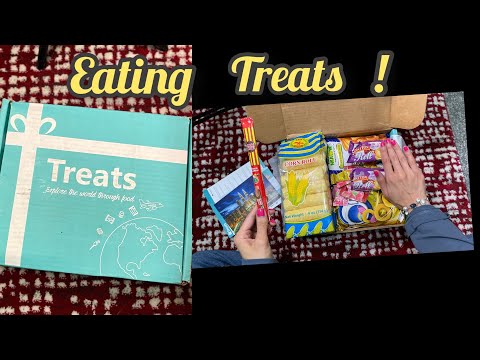 ASMR Unboxing Treats - (Eating Sounds) Eating, Tasting, Whisper | Monthly Subscription box 📦