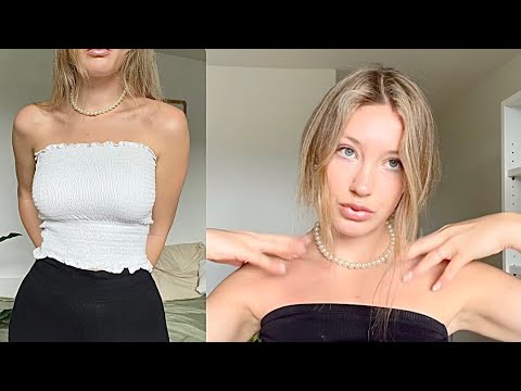 ASMR Fabric Scratching & Clothes try on | skin scratching, collar bone tapping