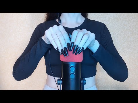 ASMR Intensive fast  and aggressive mic pumping, scratching, swirling black Long Nails