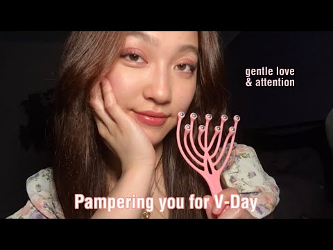 ASMR Valentine’s Day Pampering, gentle love & attention 💓 Light Triggers, Face & Body Massage