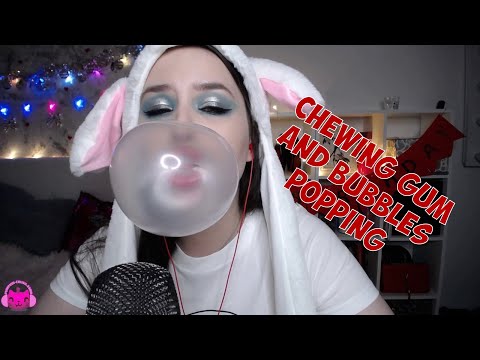 ASMR bubblegum chewing and bubbles popping sounds