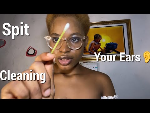 ASMR SPIT CLEANING YOUR EARS 👂 with Love words| Mouth Sounds