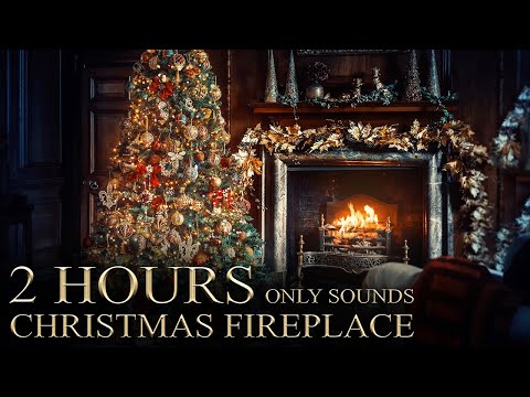 (4K UHD) Beautiful Christmas Fireplace 🎄 2 Hours Ambience of Crackling Fire [NO MUSIC] [ONLY SOUNDS]