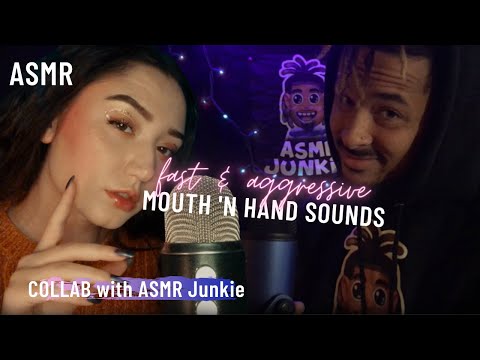 ASMR Fast & Aggressive Mouth/Hand Sounds COLLAB With ASMR Junkie *LAYERED TINGLES*