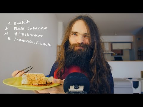 ASMR Making & Eating Tofu while talking in 4 languages (Social Eating Sounds, Mukbang Show)