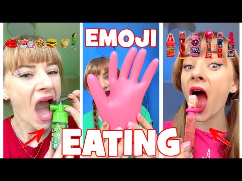ASMR Emoji Eating Gummy Hand, Lollipops, Candy Mukbang