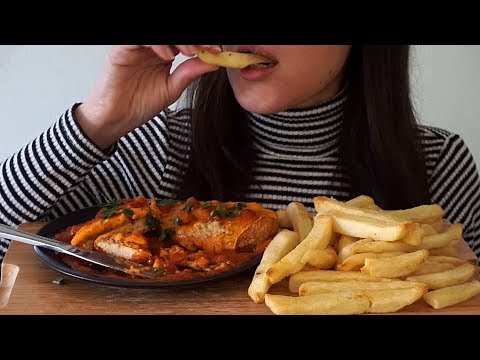 ASMR Eating Sounds: Vegan Chicken Parmigiana & Fries ~ Soft Eating Sounds (No Talking)