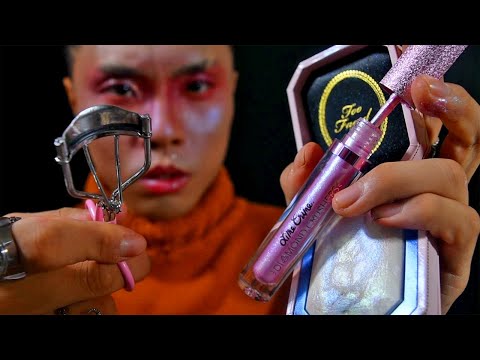 Makeup on Yo Screen 💆🏻‍♀ ASMR: Lashes, Too Faced Diamond Highlighter, Lime Crime Glitter [Roleplay]