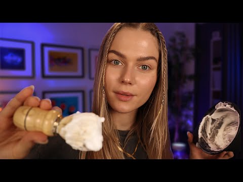 ASMR Realistic Shaving, Haircut & Washing.  Relaxing Personal Attention ~ Soft Spoken