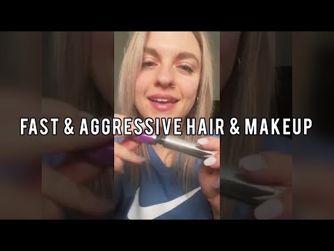 ASMR FAST & AGGRESSIVE HAIR & MAKEUP: lofi whispered tapping, scratching, mouth sounds