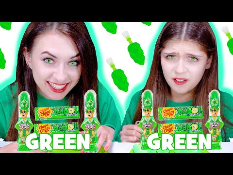 ASMR Green Candy Party | Eating Only One Color Food Mukbang