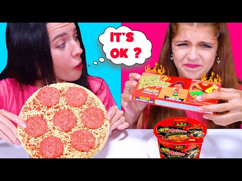 SPICY VS FROZEN FOOD CHALLENGE by LiLiBu | EATING SOUNDS