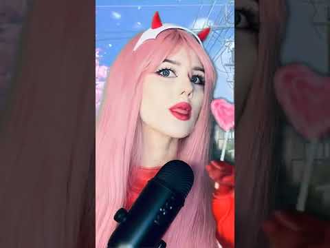 Licking Eating Mouth Sounds 🌙 ASMR anime cosplay Zero Two 💗 relaxing video (full on my channel)