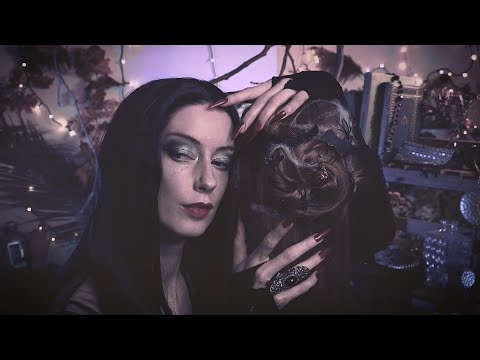 ASMR 🌹 Morticia Addams Styles Your Halloween Hair🖤🎃 Part 3/3 Personal Attention, Hair Brushing