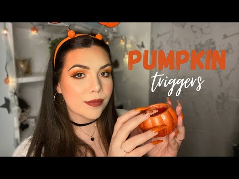 ASMR ~ HAPPY HALLOWEEN, PUMPKINS!!! 🎃 (pumpkin themed trigger video)
