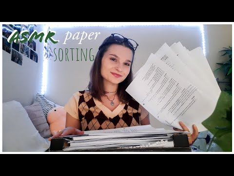 Let's sort some papers together! (gum chewing, paper sounds, paper ripping, tapping) | Praliene ASMR