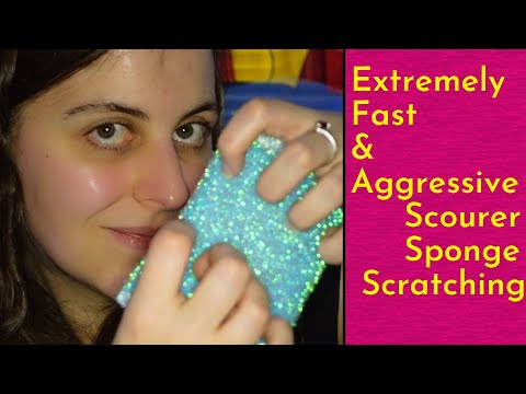 ASMR Extremely Fast & Aggressive Scourer Sponge Scratching (But Not Touching The Mic!) No Talking