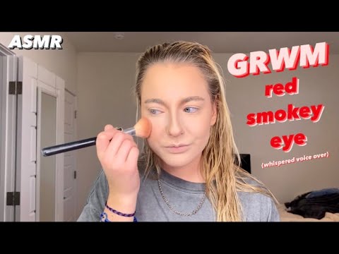 ASMR | GRWM wearable red smokey eye