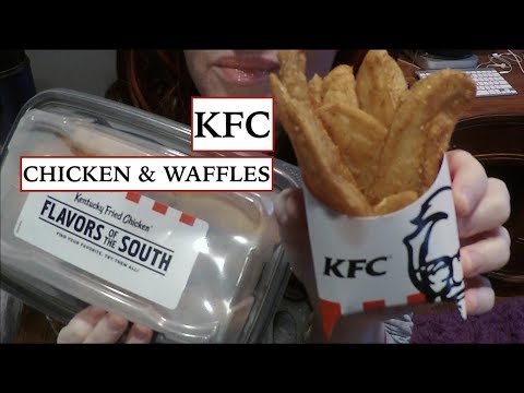 ASMR KFC Mukbang.  Chicken and Waffles with Whispered Ramble.