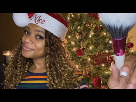 ASMR | 🎄Doing Your Makeup For A Christmas Party | Personal Attention | Face Brushing 🎄🎁
