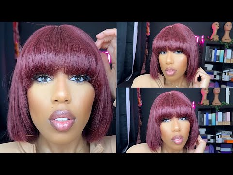 ASMR | OMG the Perfect Bob with Bangs! Burgundy | LuvMe Review